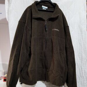Columbia full zip fleece men size XXLARGE Dark brown.